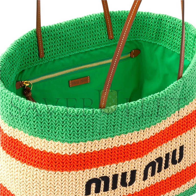 MIU MIU IMITATION RAFFIA WOVEN TOTE BAG 5BG228 (40*34*16cm)